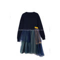 Girl's Knitted Top Crepe Hem Party Dress